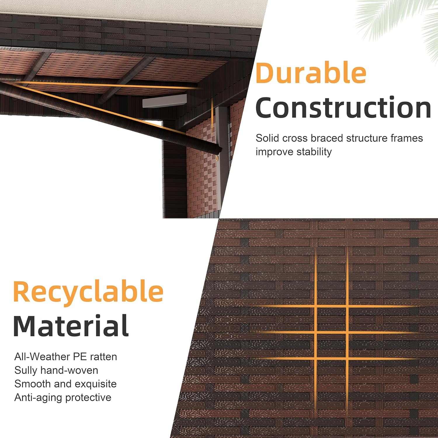 All Weather Wicker Patio Sectional Sofa Set with Table