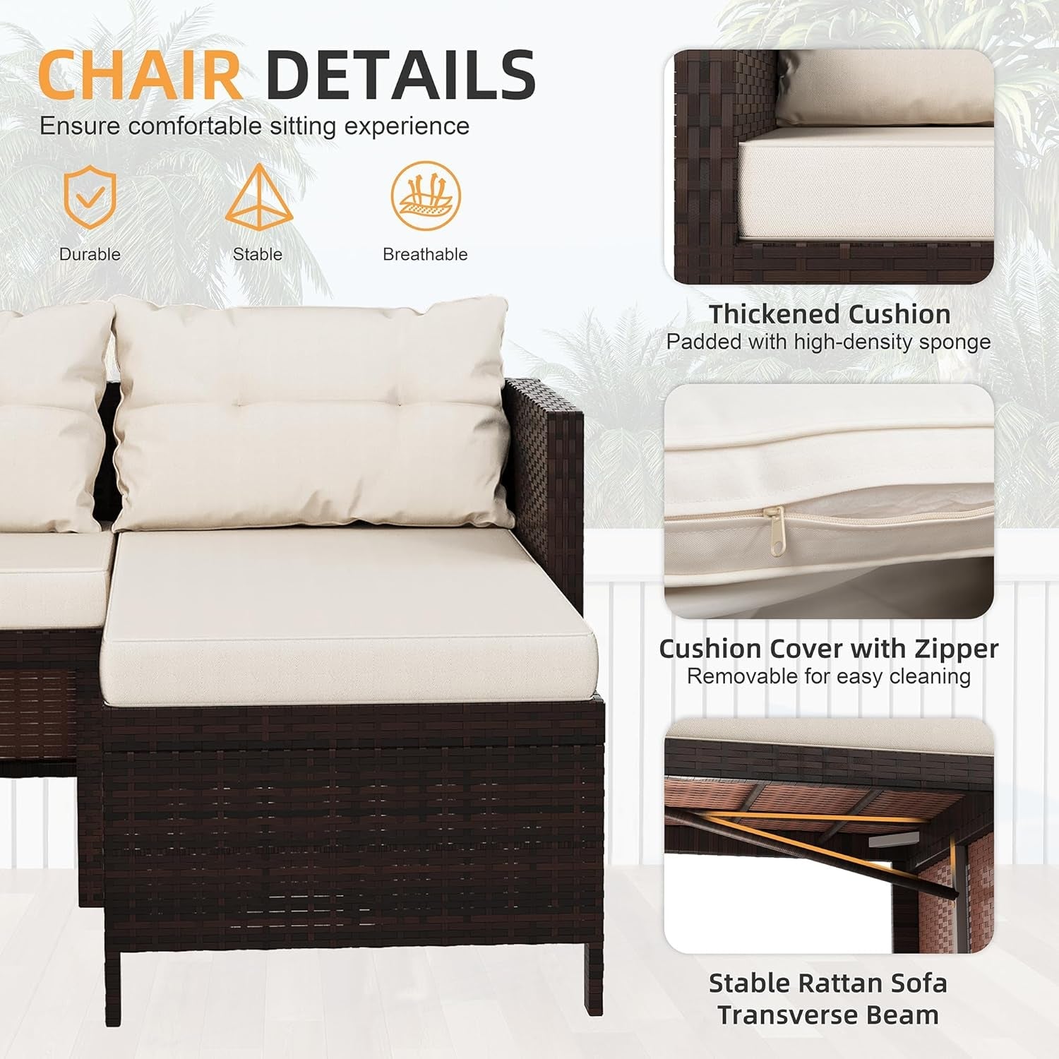 All Weather Wicker Patio Sectional Sofa Set with Table