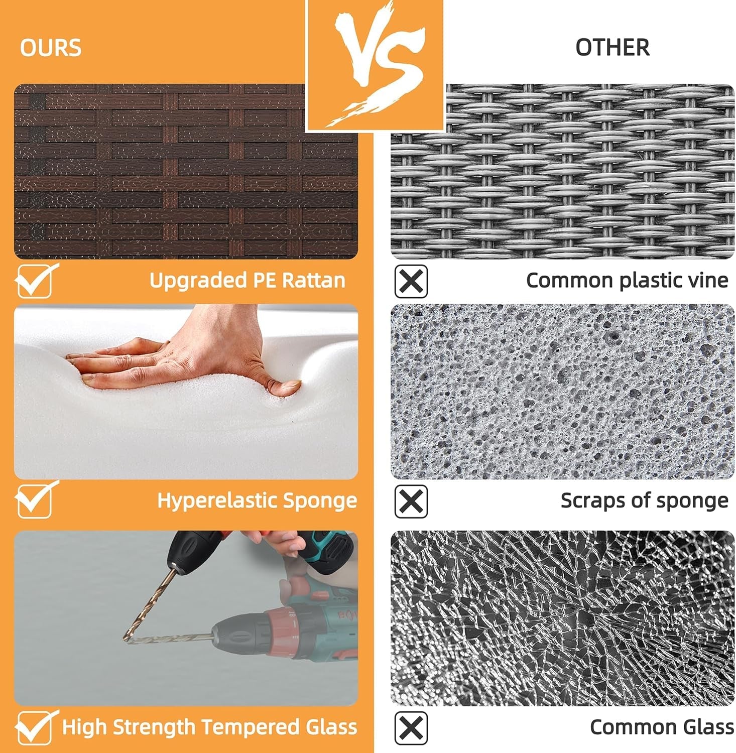 All Weather Wicker Patio Sectional Sofa Set with Table