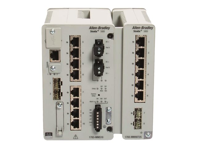 Allen-Bradley Stratix 5800 1783-MMS10 - Switch - managed - 8 x 10/100/1000 + 2 x Gigabit SFP - DIN rail mountable - DC power