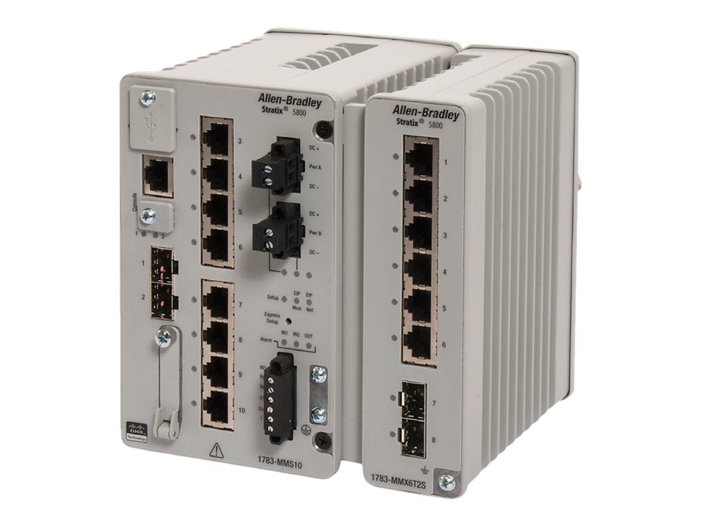 Allen-Bradley Stratix 5800 1783-MMS10B - Switch - managed - 8 x 10/100/1000 + 2 x Gigabit SFP - DIN rail mountable - DC power