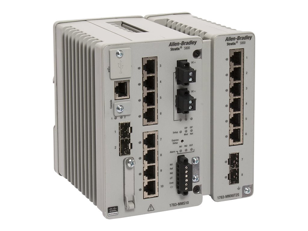 Allen-Bradley Stratix 5800 1783-MMS10BE - Switch - managed - 8 x 10/100/1000 (PoE+) + 2 x Gigabit SFP - DIN rail mountable -