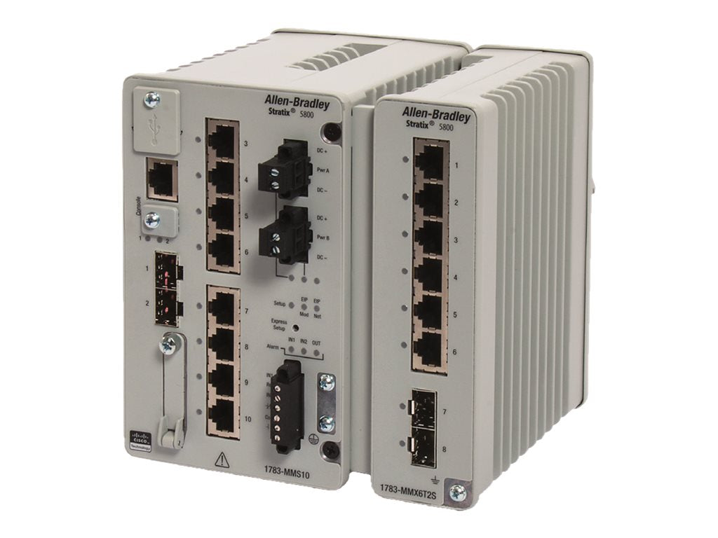 Allen-Bradley Stratix 5800 1783-MMS10E - Switch - managed - 8 x 10/100/1000 (PoE+) + 2 x Gigabit SFP - DIN rail mountable - PoE+