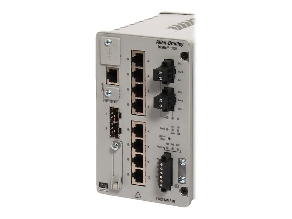 Allen-Bradley Stratix 5800 1783-MMS10EA - Switch - managed - 8 x 10/100/1000 (PoE+) + 2 x Gigabit SFP - DIN rail mountable -