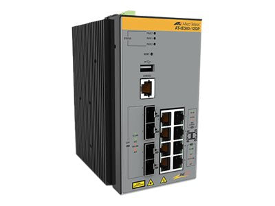 Allied Telesis AT IE340-12GT - Switch - L3 - managed - 8 x 10/100/1000 + 4 x 1000Base-X SFP - DIN rail mountable, wall-mountable AT-IE340-12GT-980