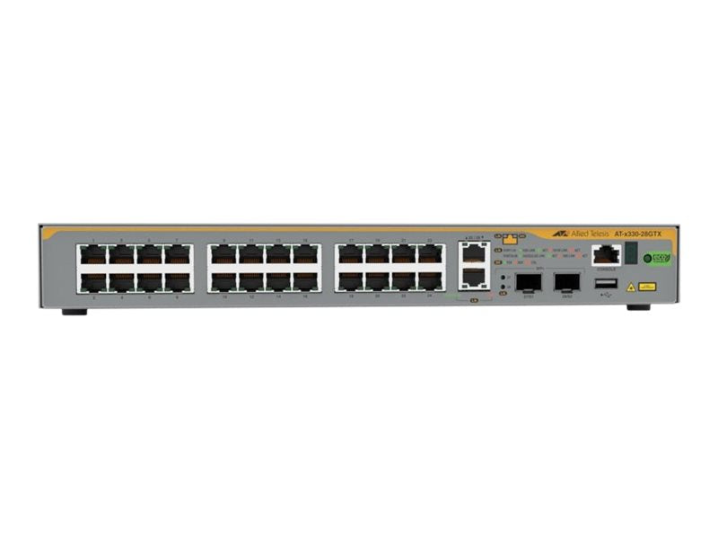Allied Telesis AT x330-28GTX - Switch - L3 - managed - 24 x 10/100/1000 + 2 x 1/2.5/5/10GBase-T + 2 x 1 Gigabit / 10 Gigabit AT-X330-28GTX-10