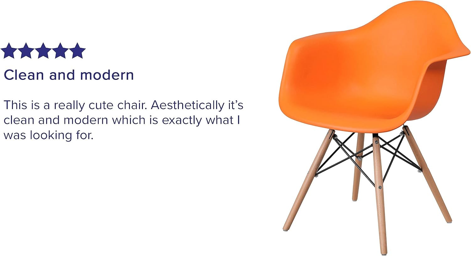 Alonza Orange Plastic Chair With Wooden Legs Waterfall