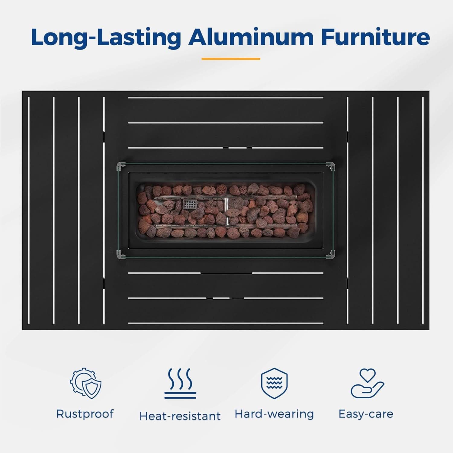 Aluminum Patio Set 4-Piece With 54 Inch Gas Fire Pit Table