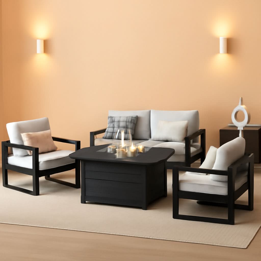 Aluminum Patio Set 4-Piece With 54 Inch Gas Fire Pit Table