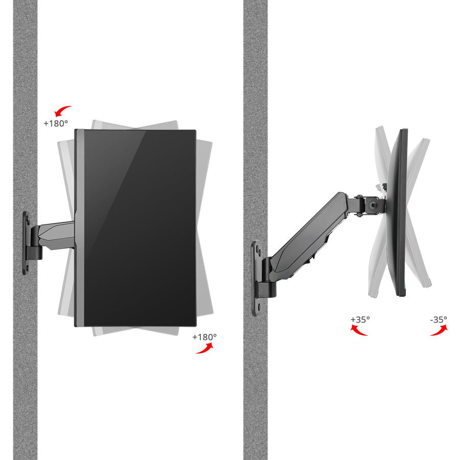 Aluminum Wall Mount Gas Spring Monitor Arm - 17 to 32"" CE-MT2K12-S1