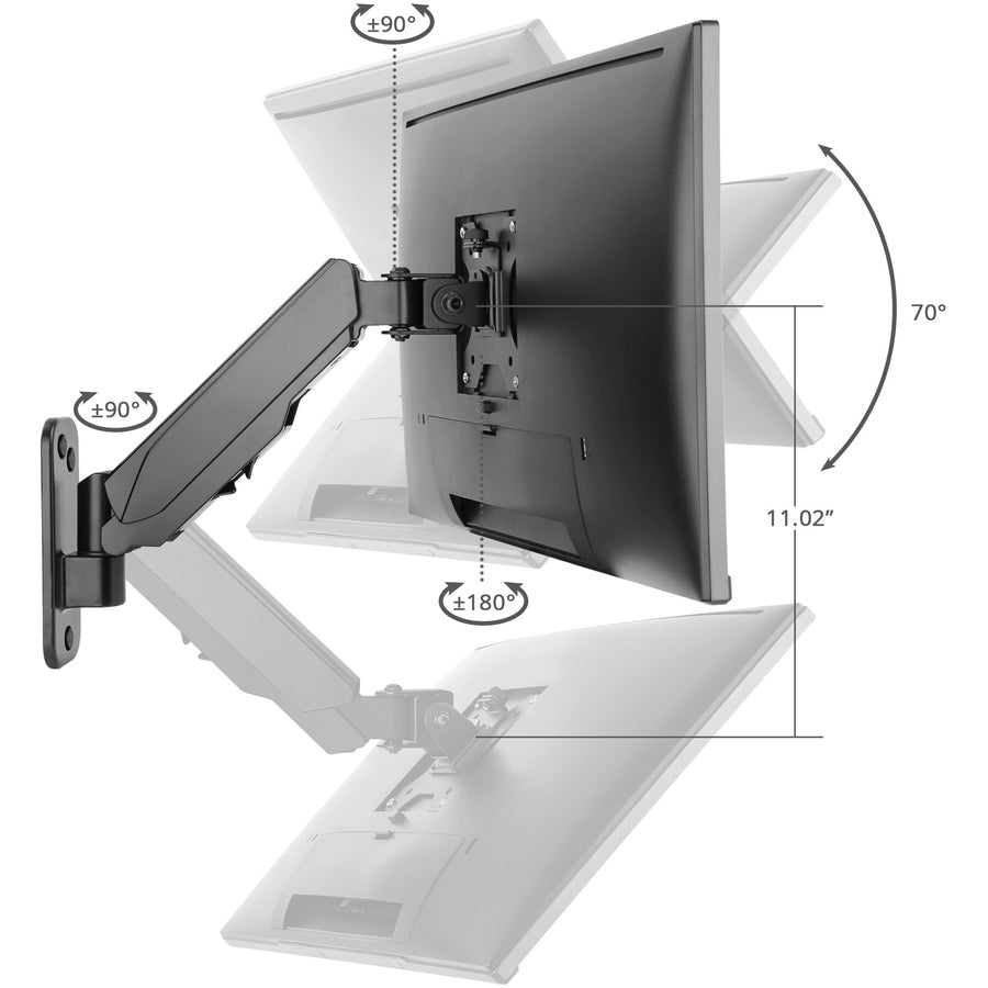 Aluminum Wall Mount Gas Spring Monitor Arm - 17 to 32"" CE-MT2K12-S1