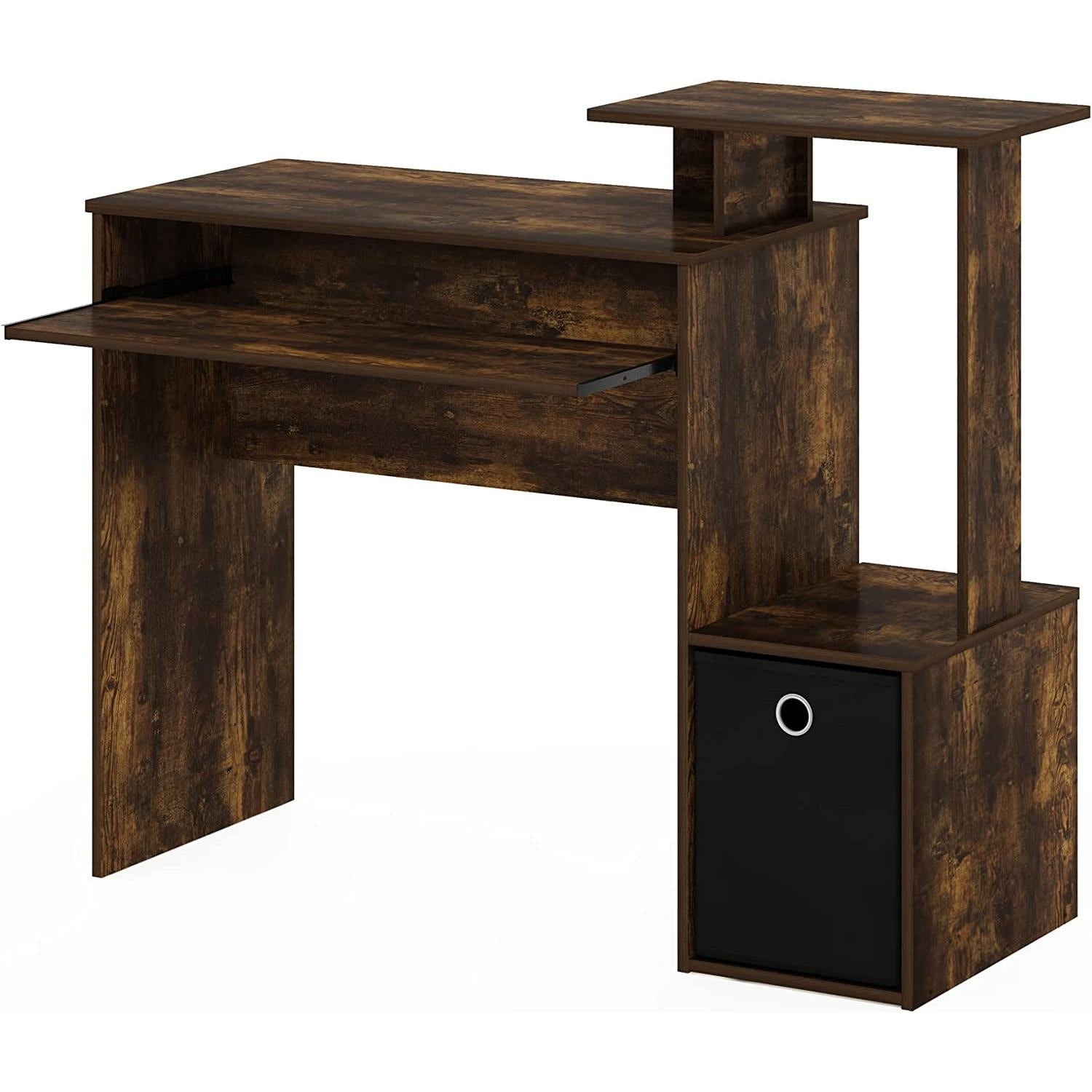 Amber Pine Black Econ Writing Desk With Keyboard Tray