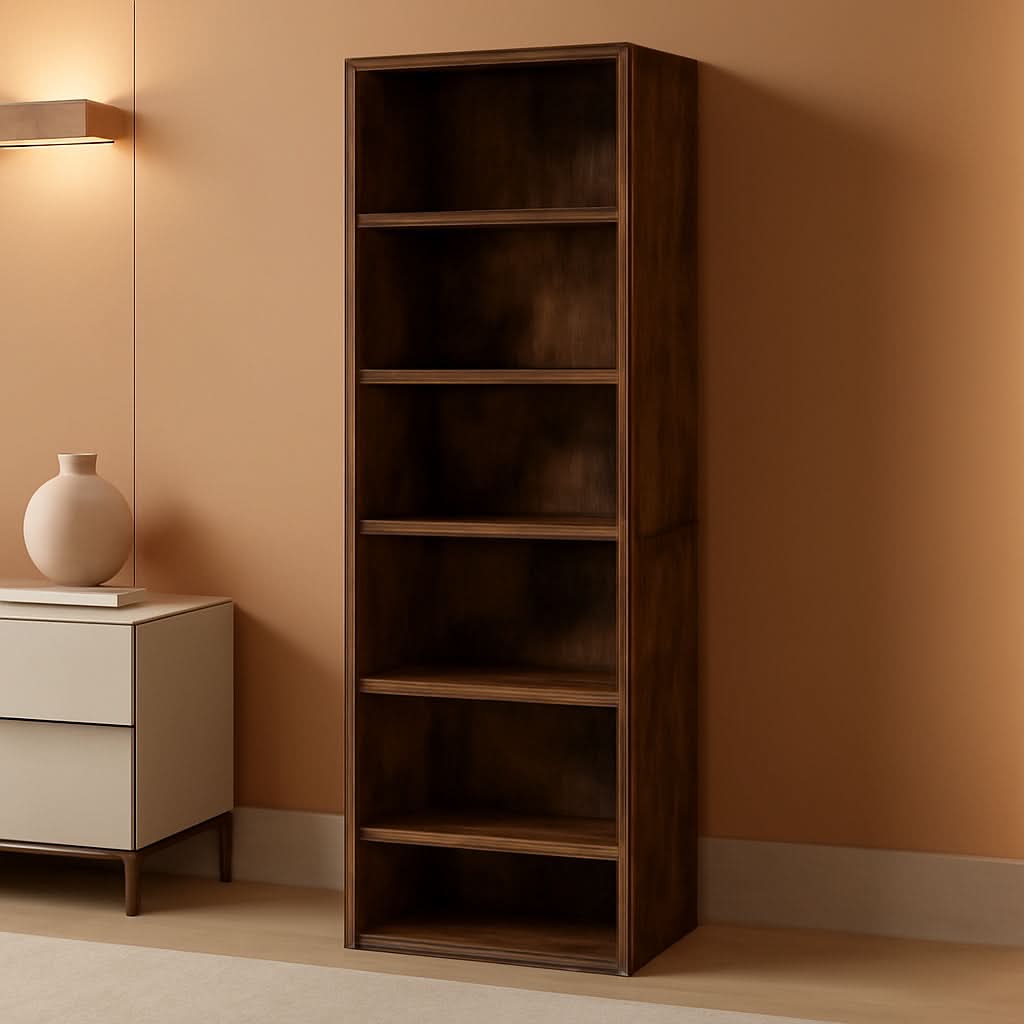 Amber Pine Six Tier Open Shelf Bookcase Home Office Storage