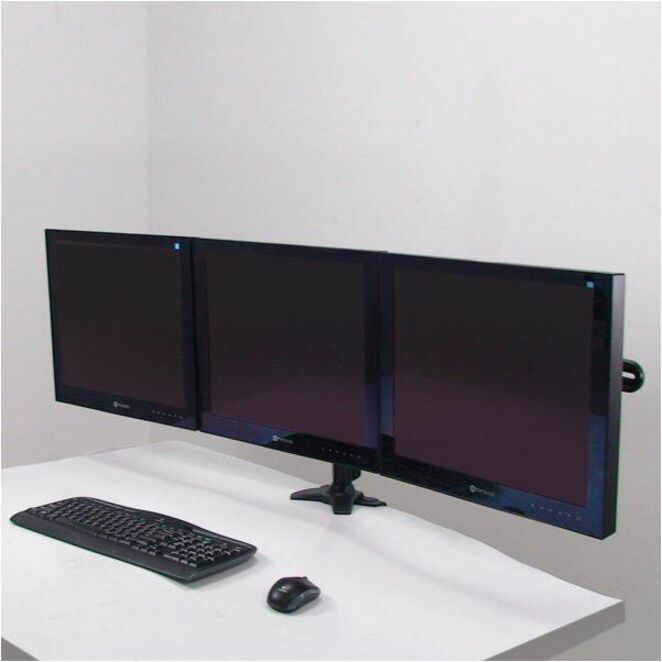 Amer Mounts Clamp Based Triple Monitor Mount for three 15-24" LCD/LED Flat Panel Screens" AMR3C