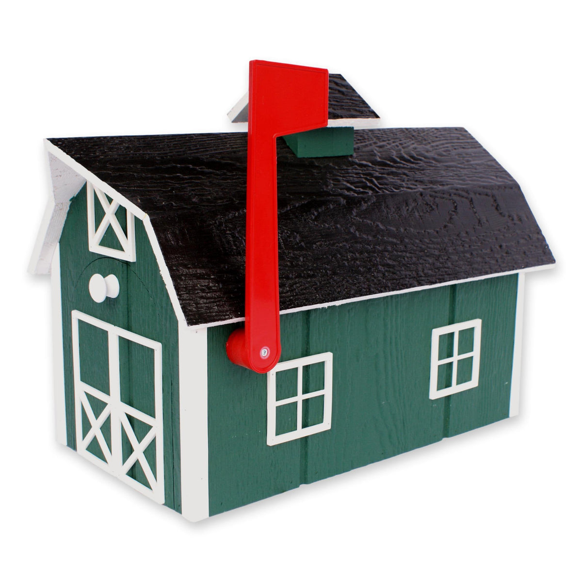 Amish-Made Wooden Mailbox, Dutch Barn Style, Post-Mount