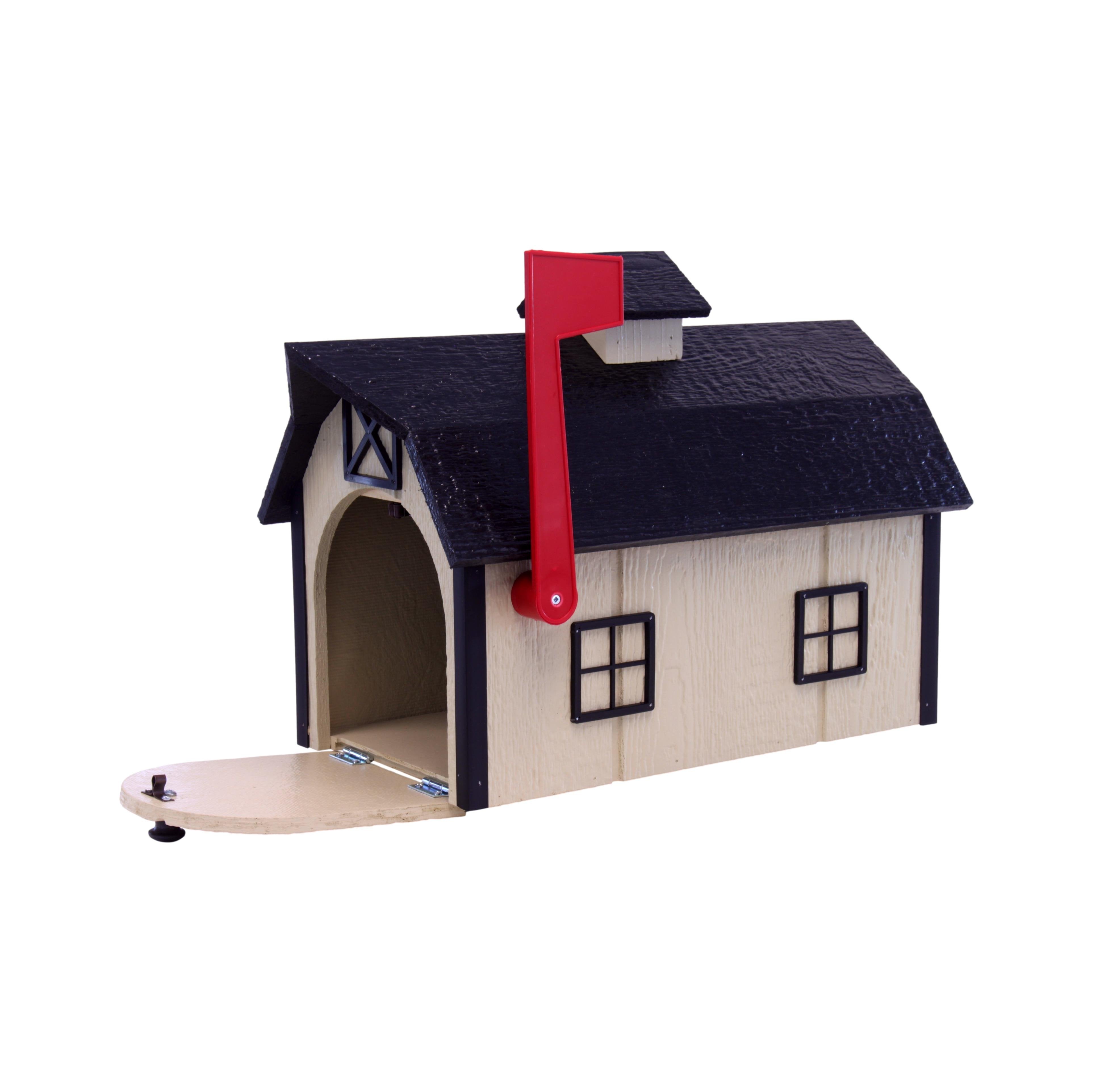 Amish-Made Wooden Mailbox, Dutch Barn Style, Post-Mount