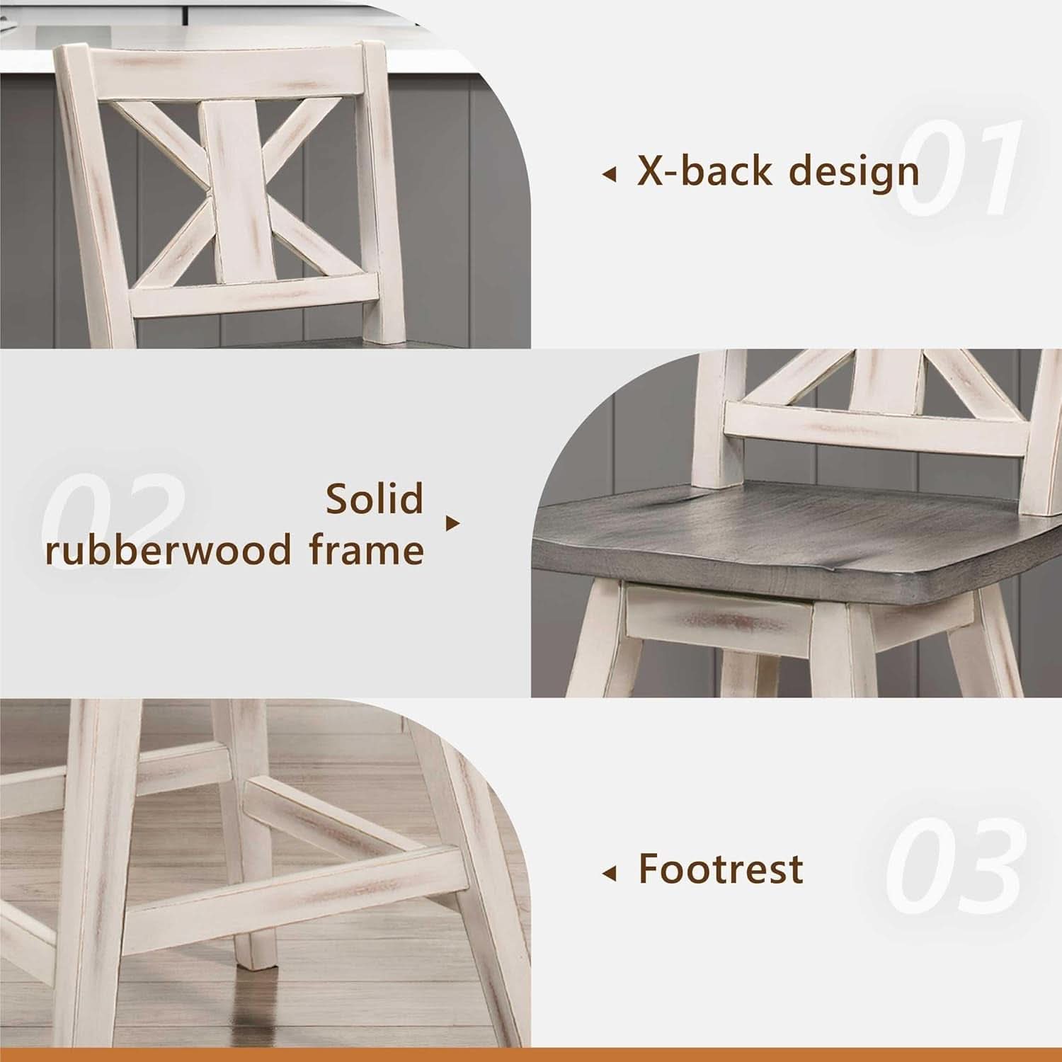 Amsonia Counter Height Swivel Barstool Set 2 White