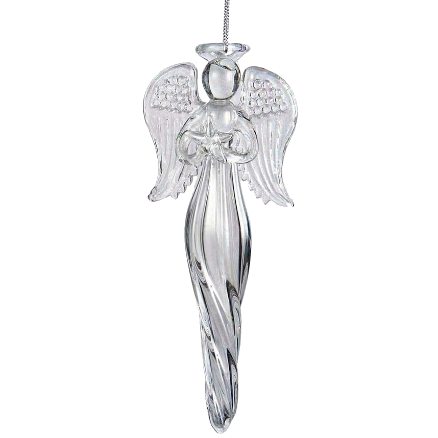 Angel Finial Glass Ornament - Holding a Star