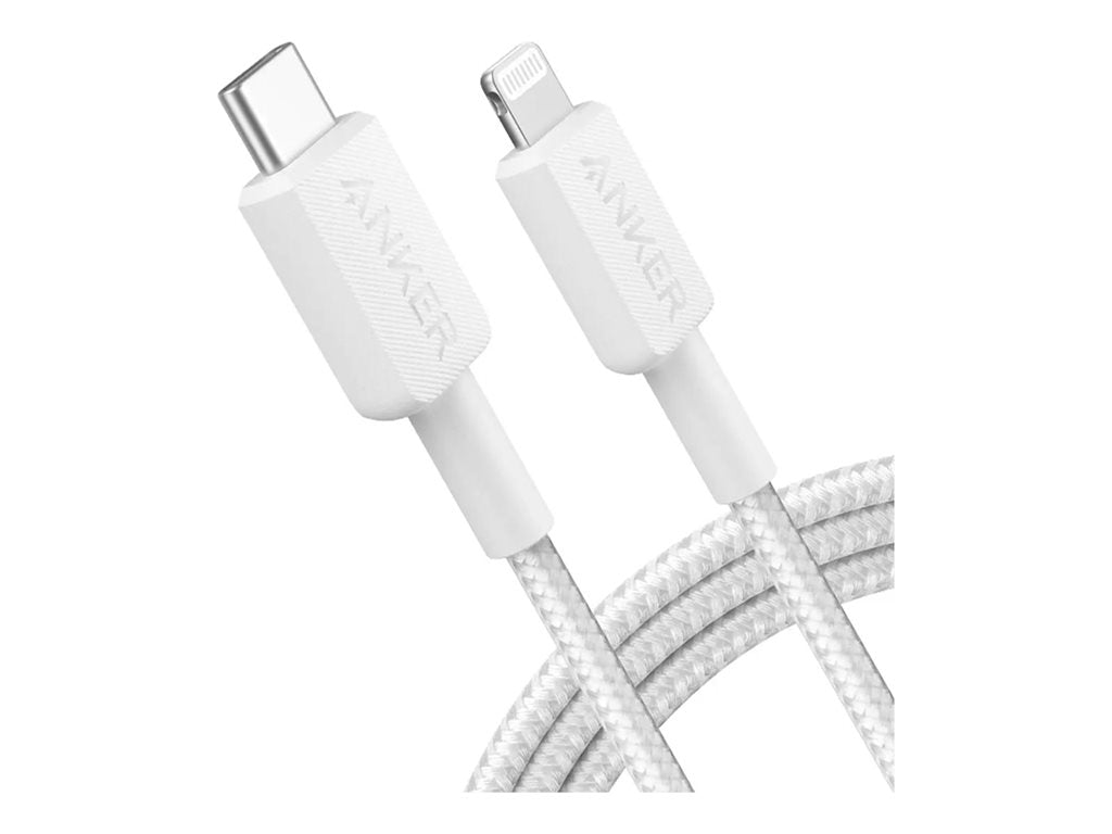 Anker 322 - Lightning cable - 24 pin USB-C male to Lightning male - 6 ft - white - braided cable