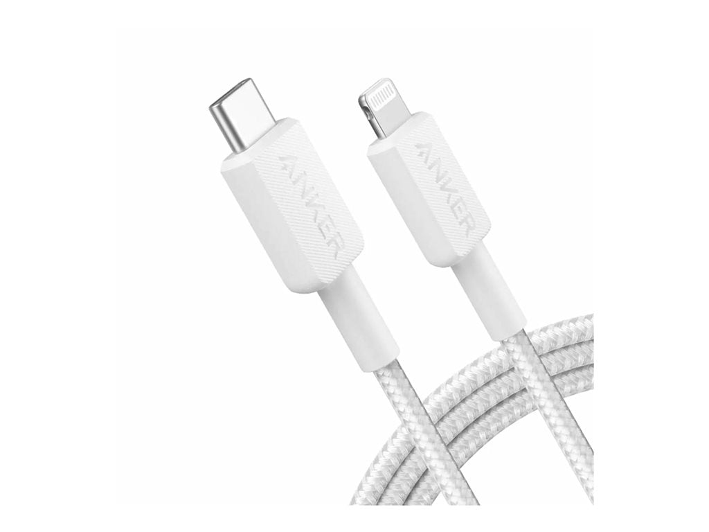 Anker 322 - Lightning cable - 24 pin USB-C male to Lightning male - 6 ft - white - braided cable