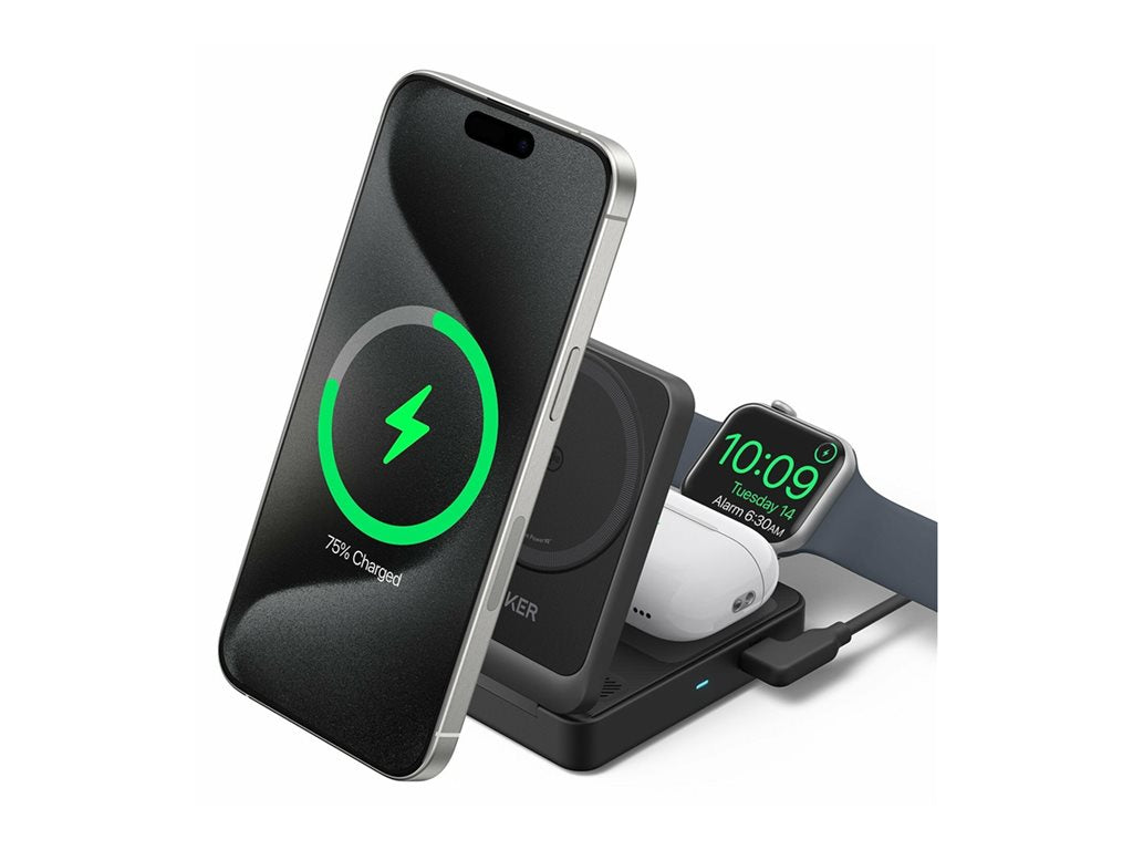 Anker MagGo - Wireless charging stand - 3-in-1, foldable + AC power adapter - 25 Watt - black B2557J11-1