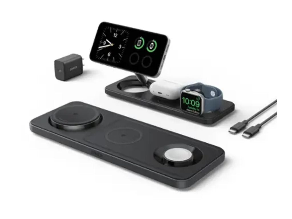 Anker MagGo - Wireless charging stand - 3-in-1, pad + AC power adapter - 25 Watt - Apple Fast Charge, IQ - 3 output connectors B25M1111-1