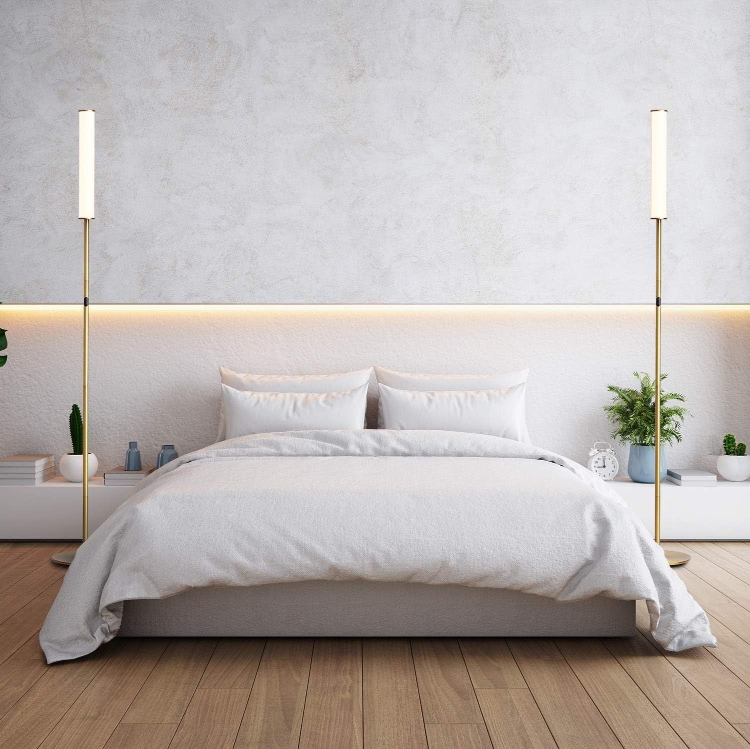 Antique Brass LED Cylinder Floor Lamp With Remote Control
