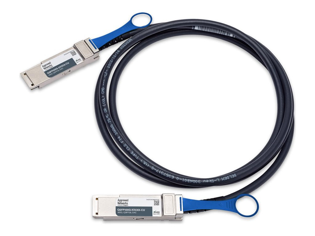 Approved Networks - 100GBase-CR4 direct attach cable - QSFP28 to QSFP28 - 10 ft - twinaxial - SFF-8636/SFF-8679/IEEE P802.3by QSFP100GCSMXCU3M-A