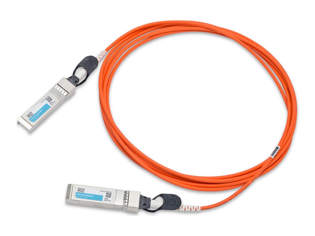 Approved Networks - 10GBase-AOC direct attach cable - SFP+ (M) to SFP+ (M) - 10 m - 0.1 in - fiber optic - IEEE 802.3ae/OM2/SFF-8431 SFP-10G-AOC10M-A