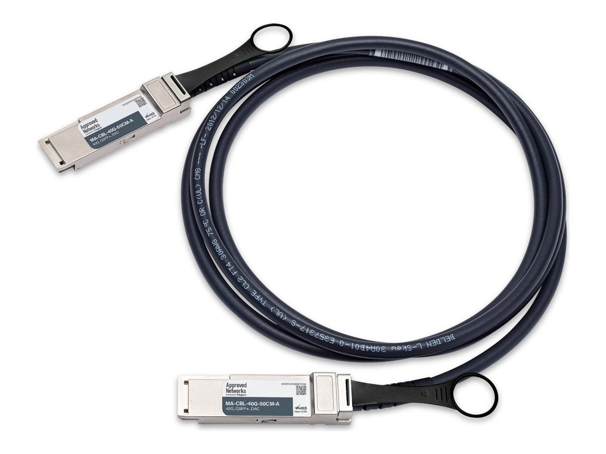 Approved Networks - 40GBase-CR4 direct attach cable - QSFP+ to QSFP+ - 1.6 ft - twinaxial - passive, solid MA-CBL-40G-50CM-A