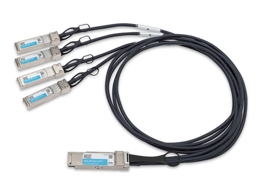 Approved Networks - 40GBase direct attach cable - QSFP+ to SFP+ - 10 ft - twinaxial - passive, solid QSFP4SFP10GCU3M-A