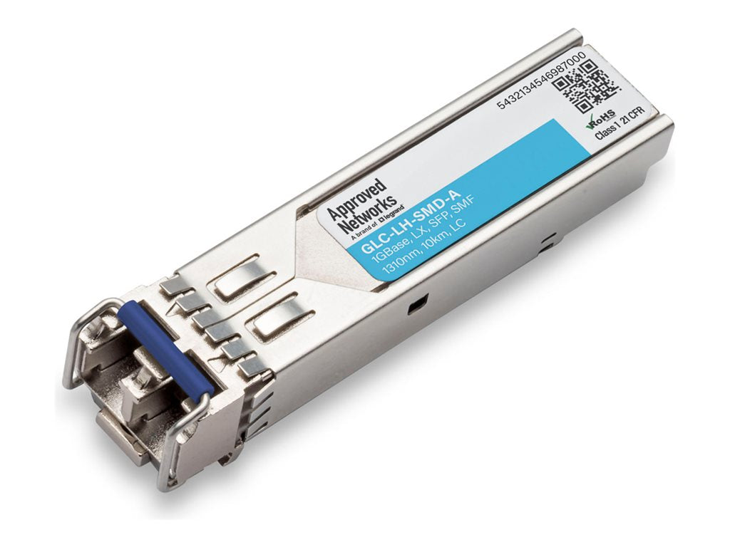 Approved Networks - SFP (mini-GBIC) transceiver module (equivalent to: Cisco GLC-LH-SMD) - 1GbE - 1000Base-LX - LC single-mode GLC-LH-SMD-A