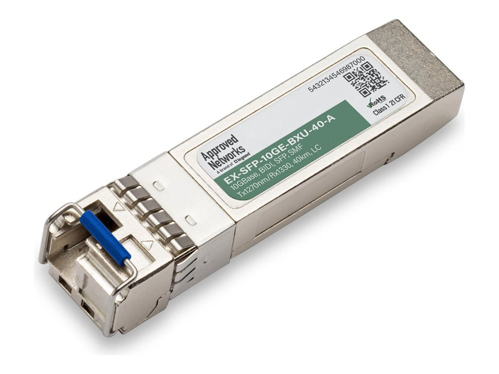 Approved Networks - SFP+ transceiver module (equivalent to: Juniper EX-SFP-10GE-BXU-40) - 10GbE - 10GBase-BX40-U - LC single-mode EXSFP10GE-BXU-40-A