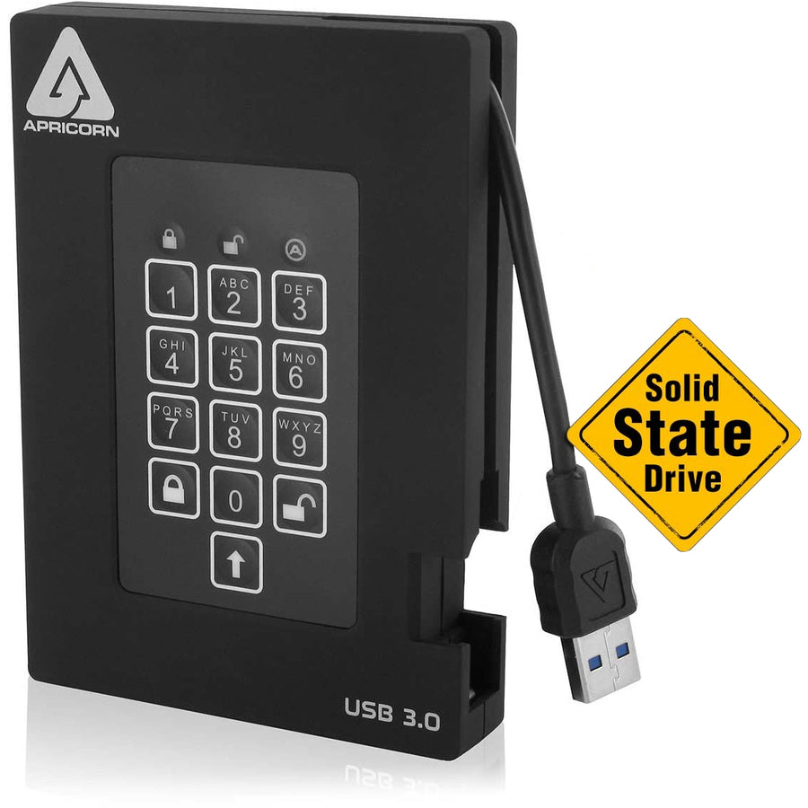 Apricorn Aegis Padlock A25-3PL256-S256F 256 GB Rugged Solid State Drive - External - USB 3