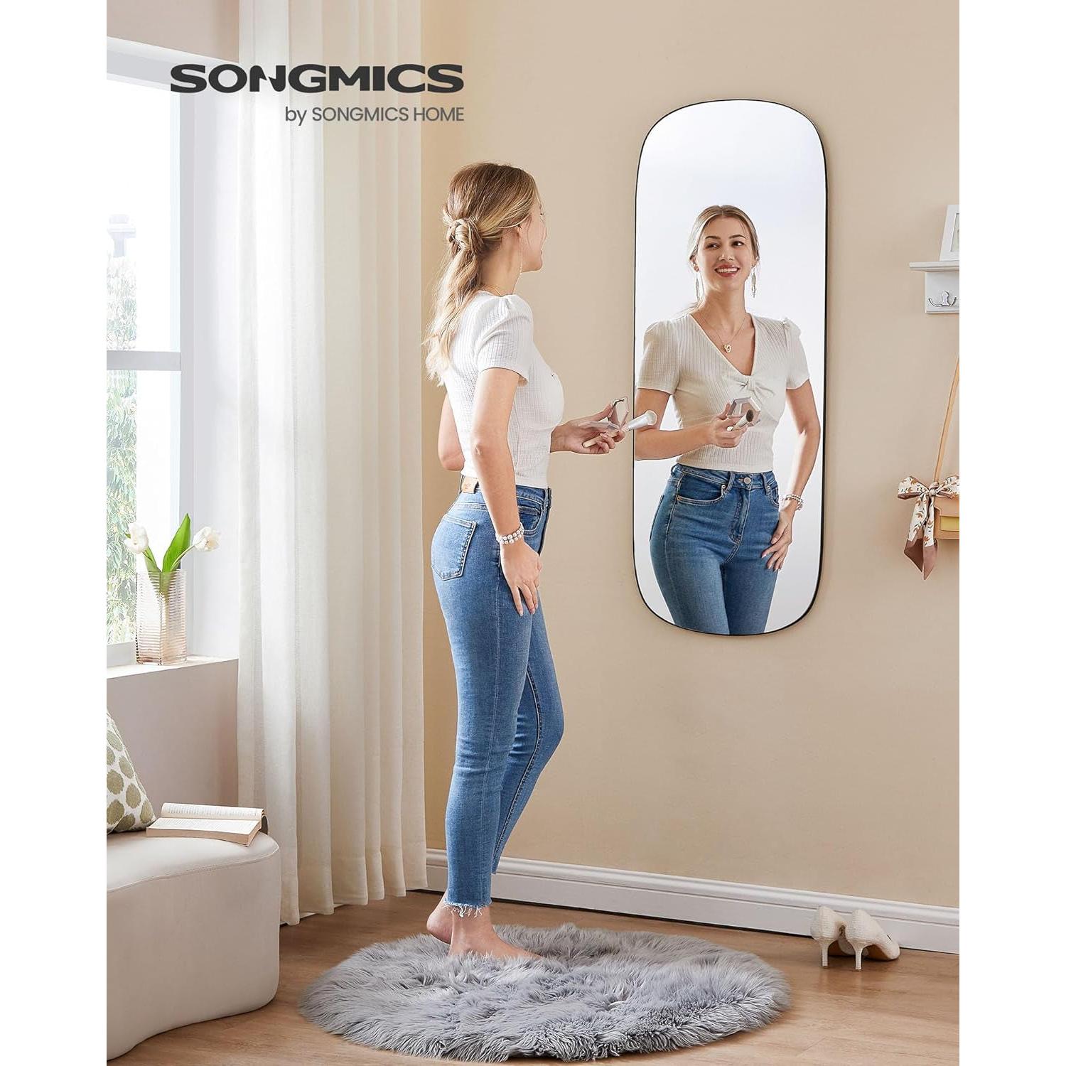 Arched Frameless Full Length Mirror 47 Inch Wall Mount