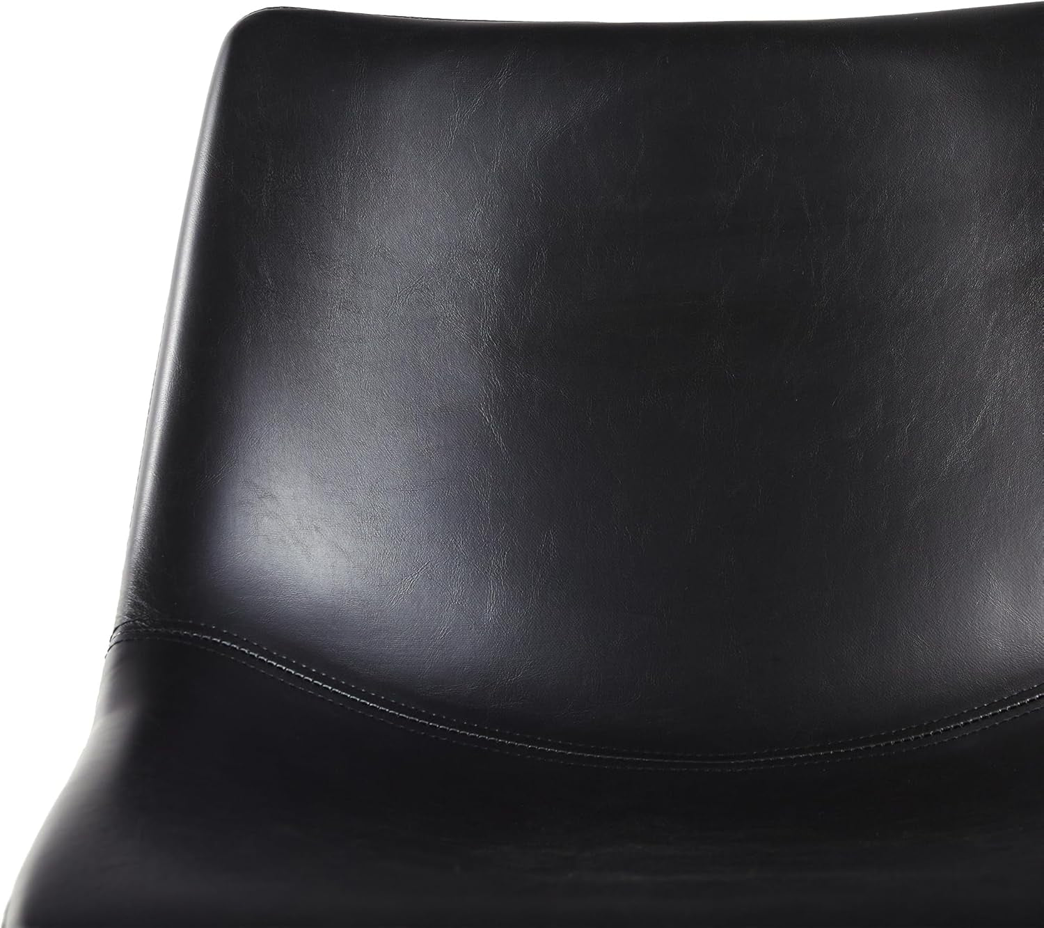 Armless Faux Leather Counter Stools Pair Black Steel Base