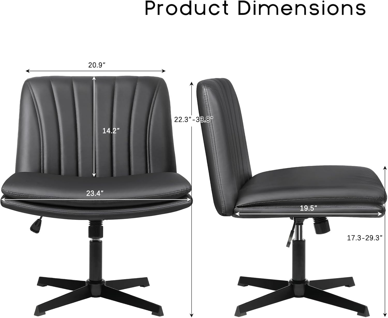 Armless Height Adjustable PU Leather Office Chair Swivel