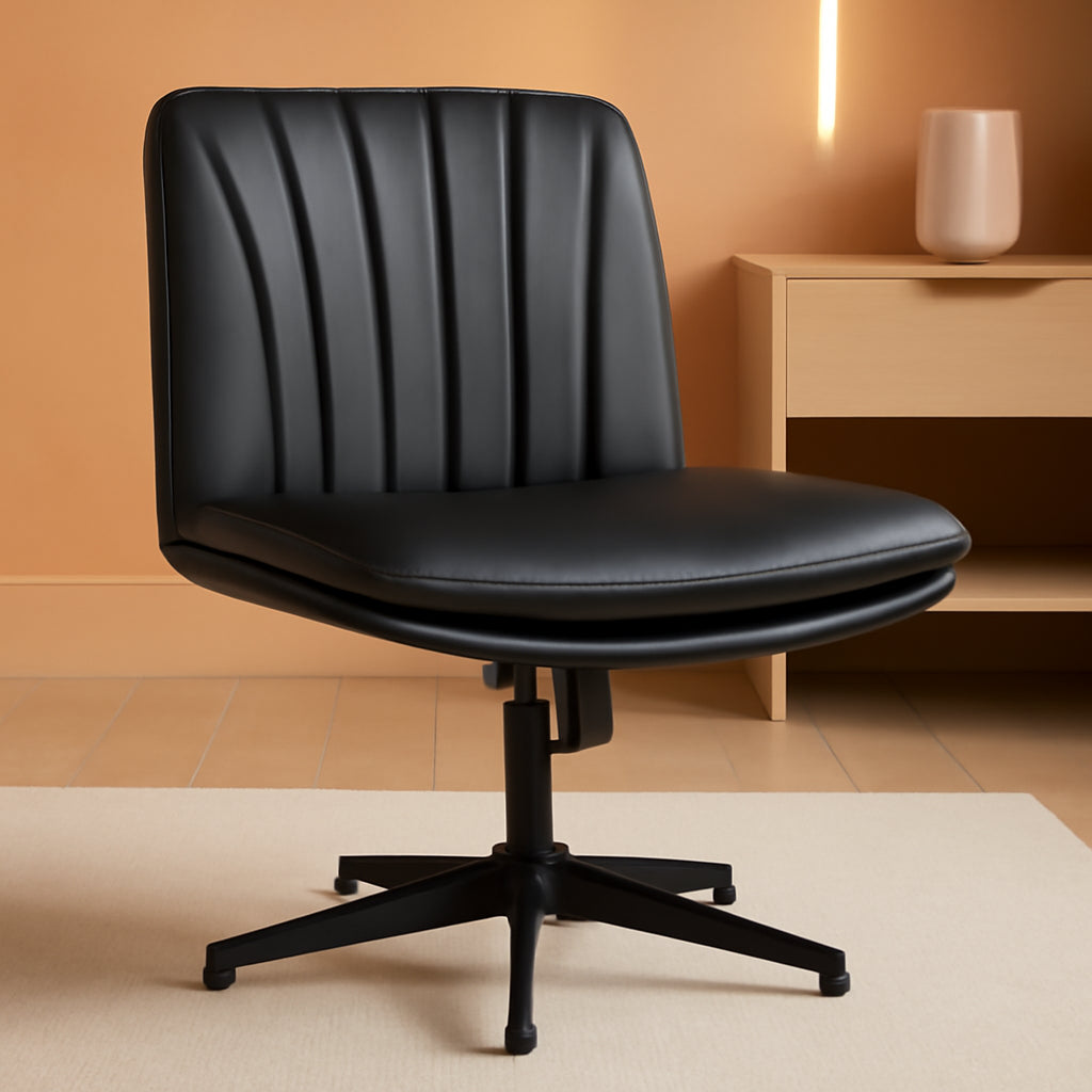 Armless Height Adjustable PU Leather Office Chair Swivel