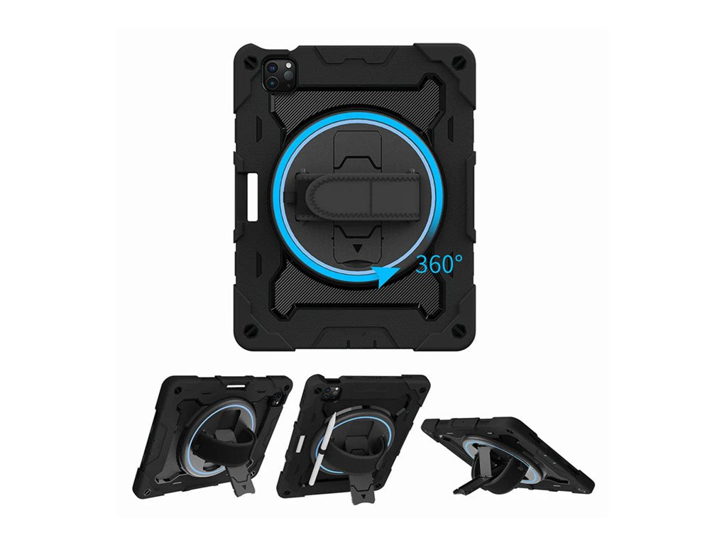 Armor-X - Back cover for tablet - rugged - 3 layers, shockproof, with hand strap, kick-stand and built-in pen holder - polycarbonate, NBN-IPAD-A5PN