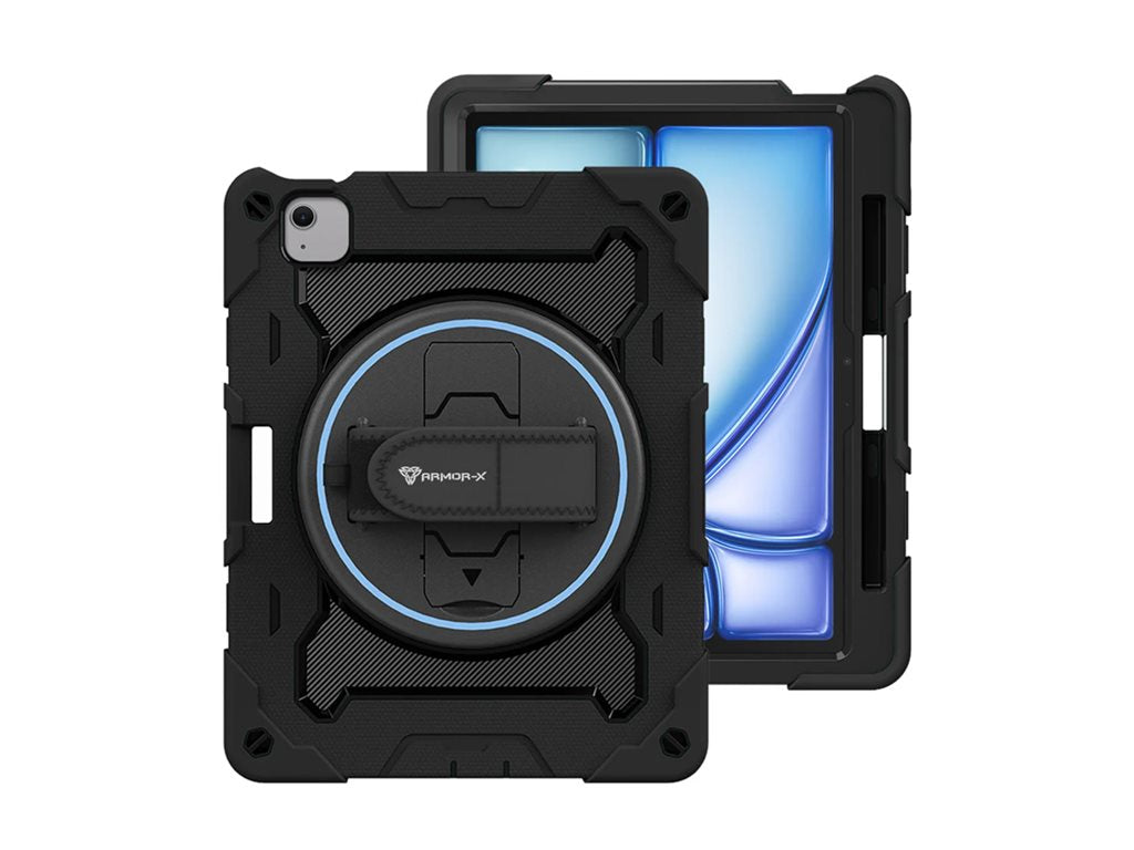 Armor-X - Back cover for tablet - rugged - 3 layers, shockproof, with hand strap, kick-stand and built-in pen holder - polycarbonate, NBN-IPAD-A5PN
