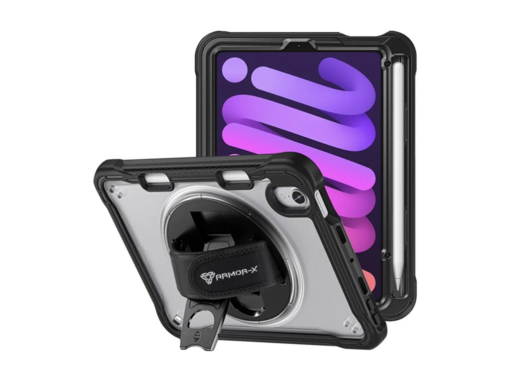 Armor-X - Back cover for tablet - rugged - with kickstand & hand strap, 2 layers - thermoplastic polyurethane (TPU), polyurethane, HLN-IPAD-M6