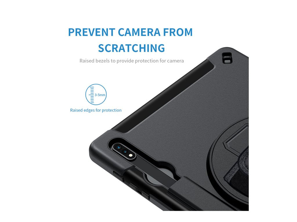 Armor-X RIN-SS-S7P-SX - Back cover for tablet - rugged - with hand strap and kick-stand, rainproof military grade - premium thermoplastic