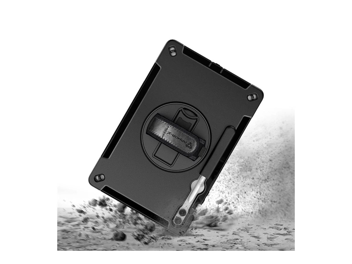 Armor-X RIN-SS-X610 - Back cover for tablet - rugged - with hand strap and kick-stand, rainproof military grade - premium thermoplastic