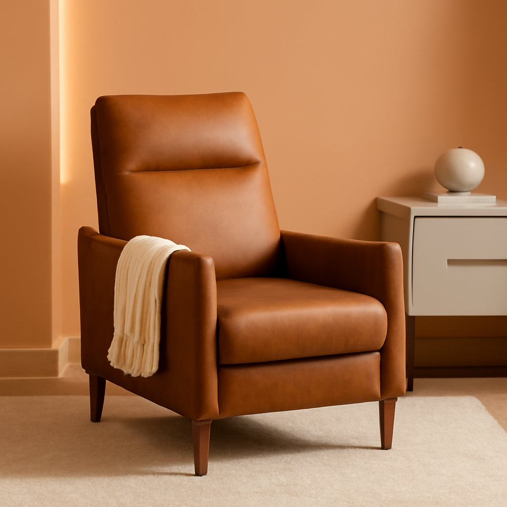 Arthur Recliner Chair Pecan Brown 3 Position Mid Century
