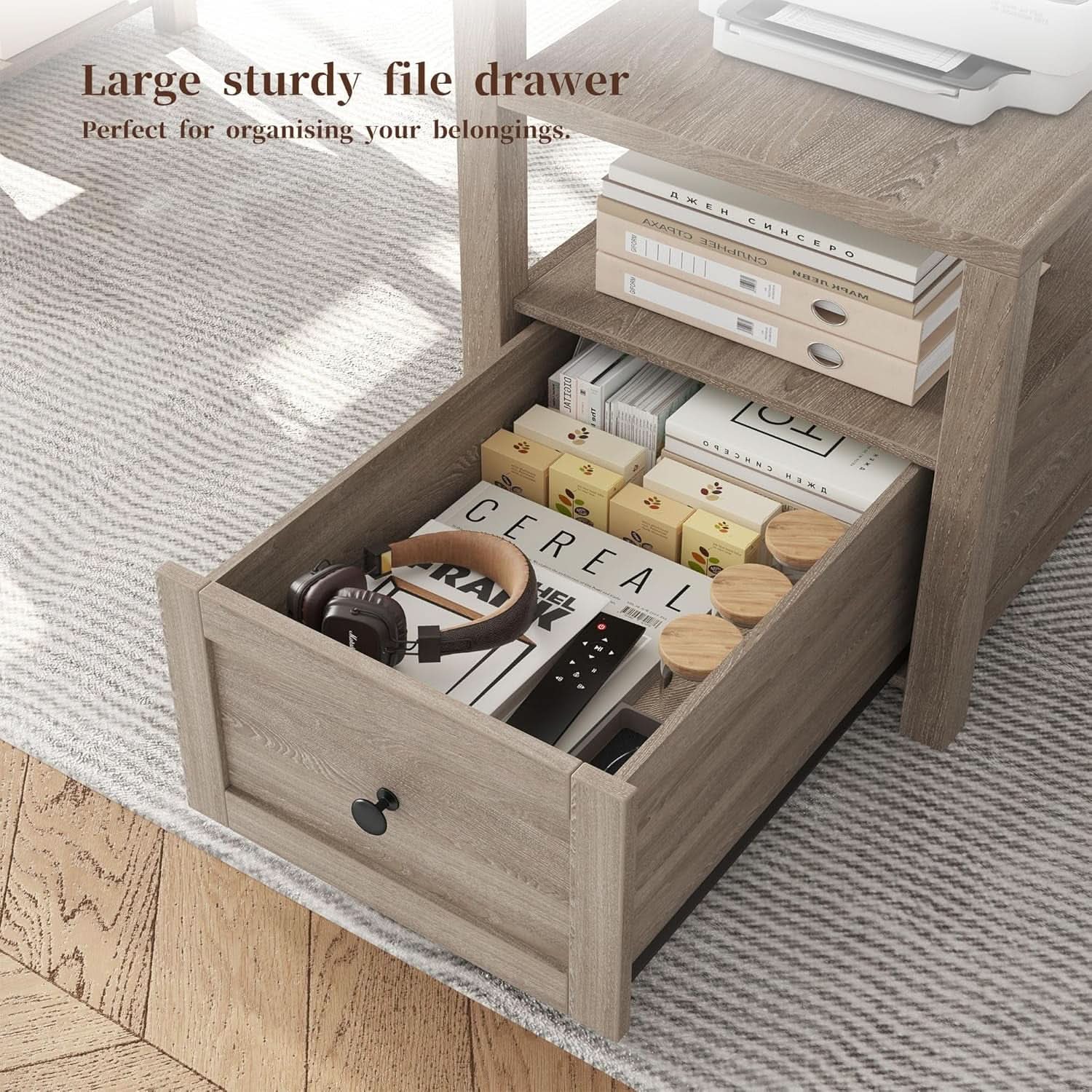 Ash Gray 60.4Inch Computer Desk Multifunctional Storage