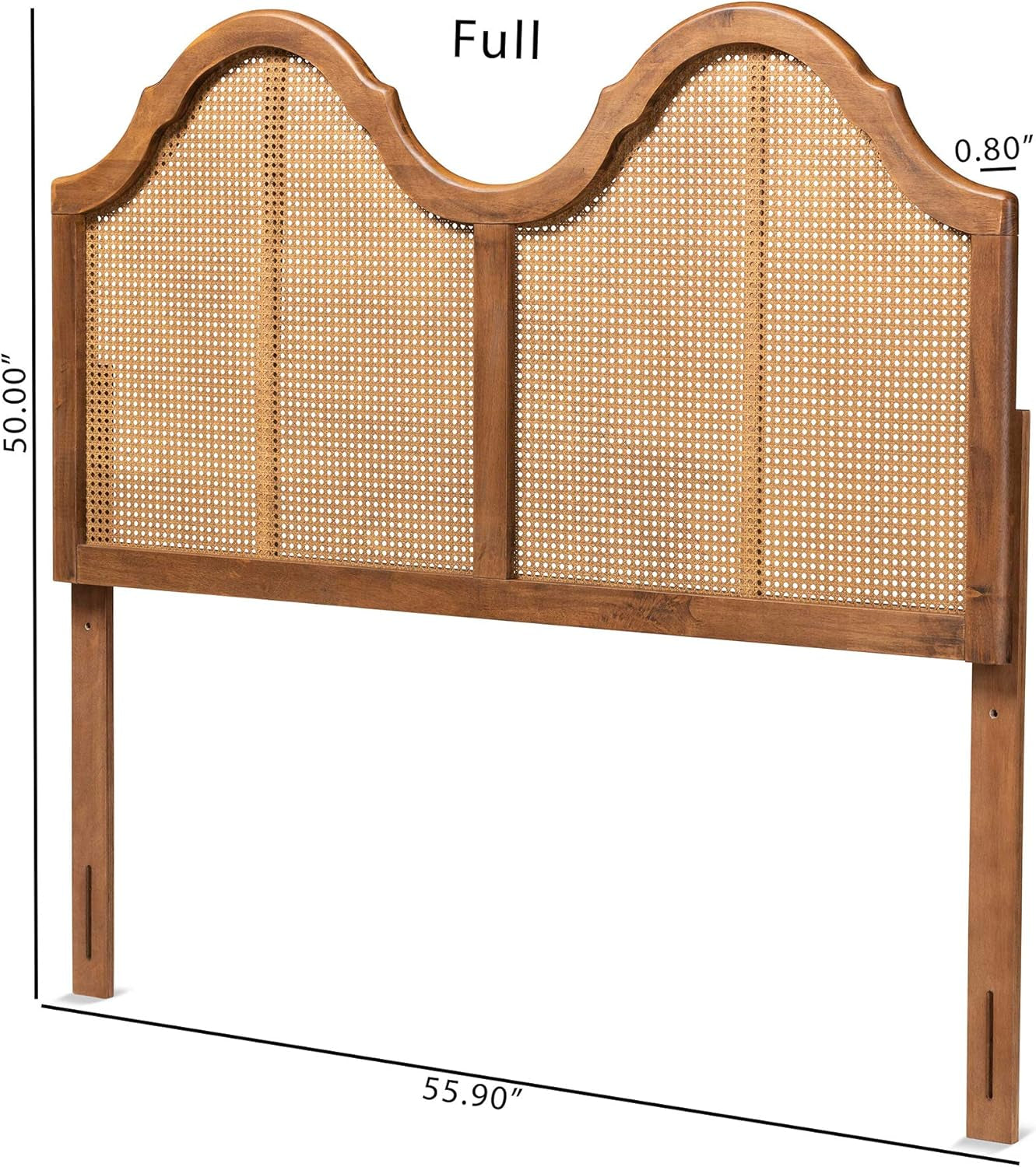 Ash Walnut Full Headboard With Woven Detailing Durable Rubberwood Construction For Bedroom Furniture