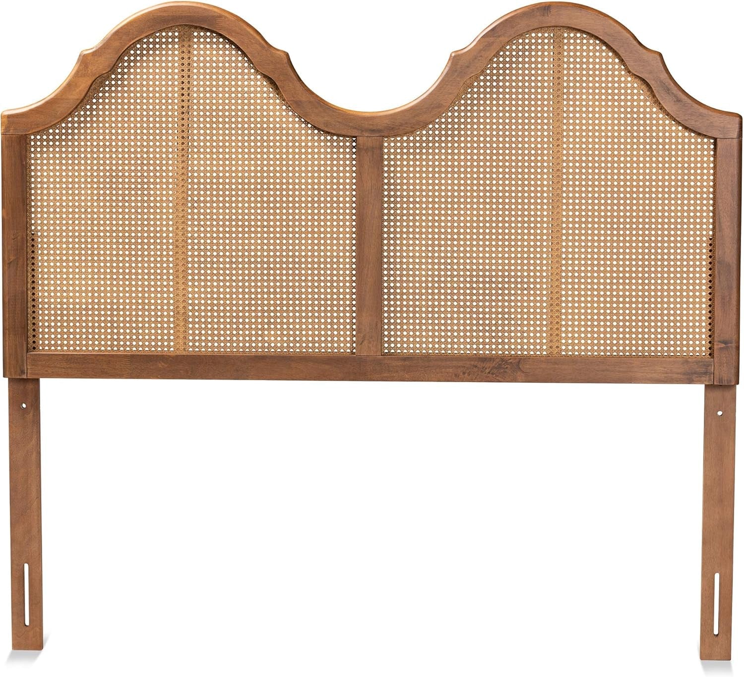 Ash Walnut Full Headboard With Woven Detailing Durable Rubberwood Construction For Bedroom Furniture