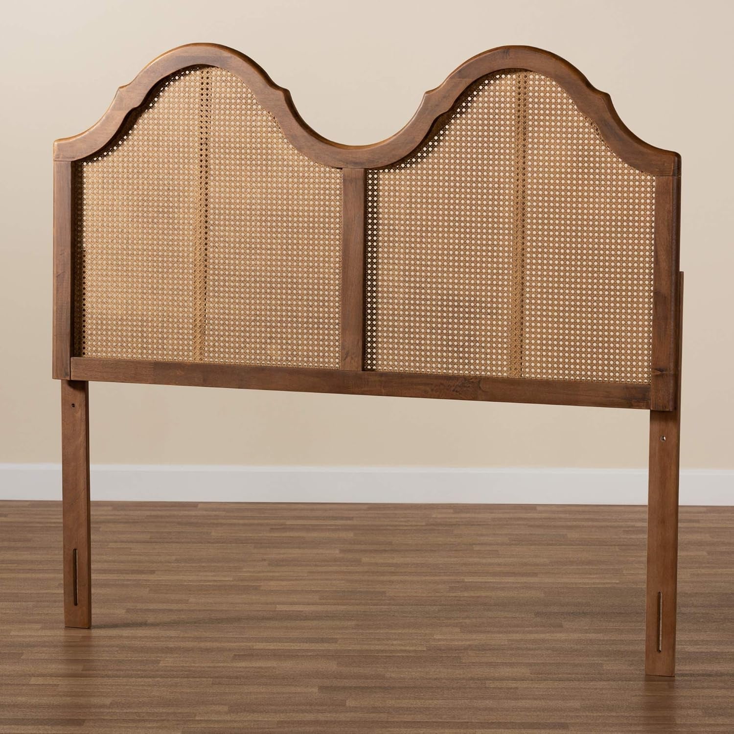 Ash Walnut Full Headboard With Woven Detailing Durable Rubberwood Construction For Bedroom Furniture