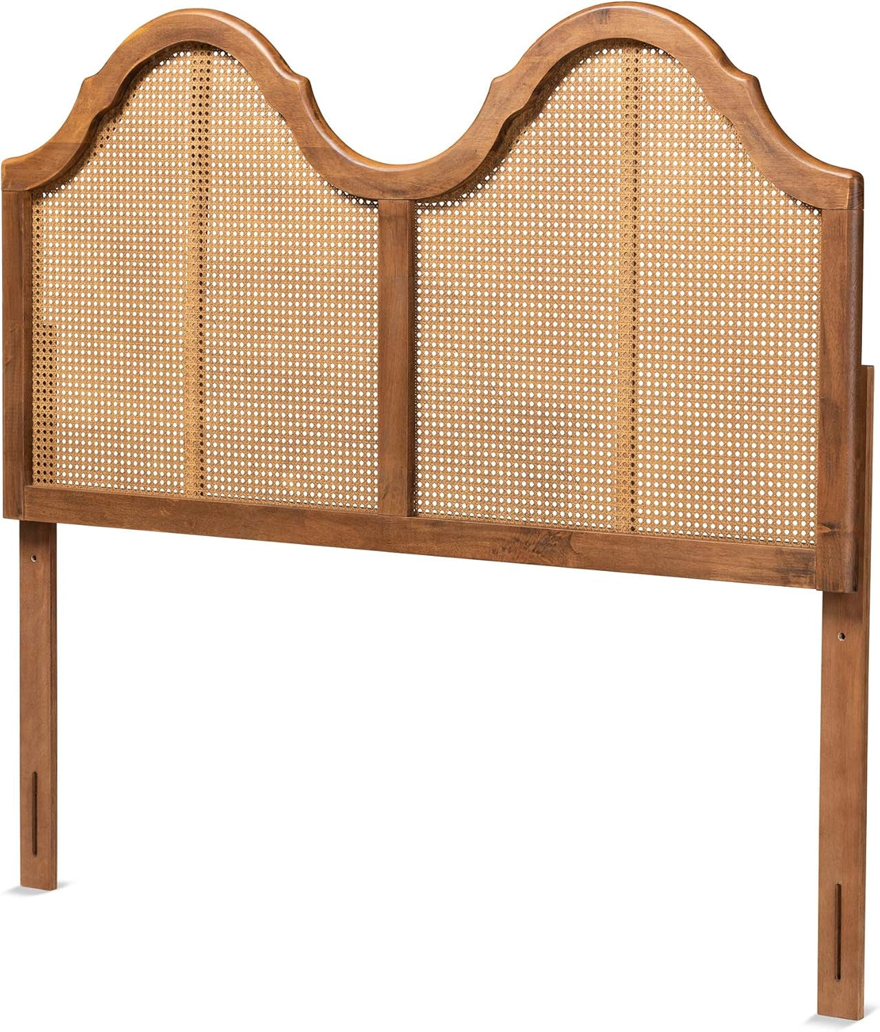 Ash Walnut Full Headboard With Woven Detailing Durable Rubberwood Construction For Bedroom Furniture