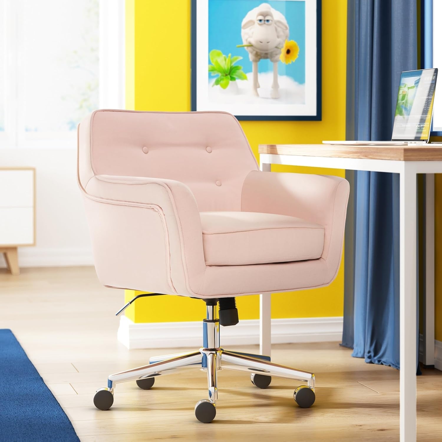 Ashland Blush Pink Office Desk Chair With Memory Foam Cushion